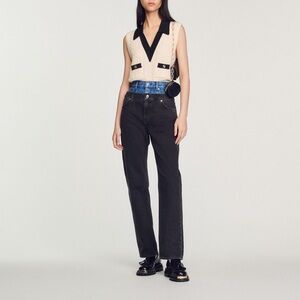 Sandro Two-Toned Double-Waisted Jeans